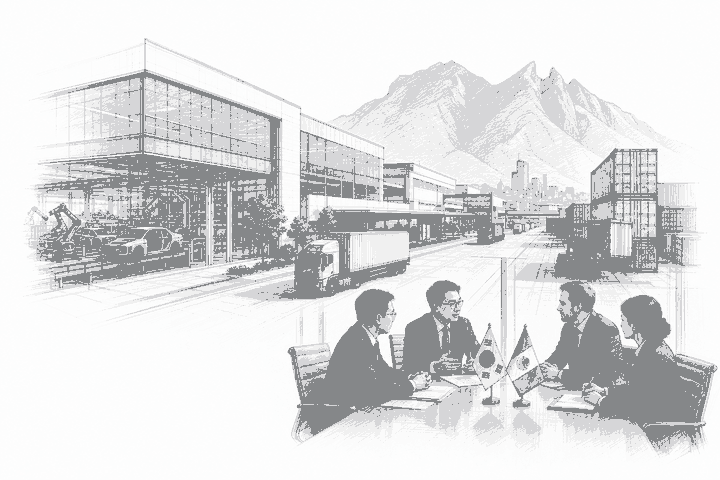 Illustration for: Mexico–Korea Investment Pact Moves Toward Signature; Nuevo León Holds 47.1%